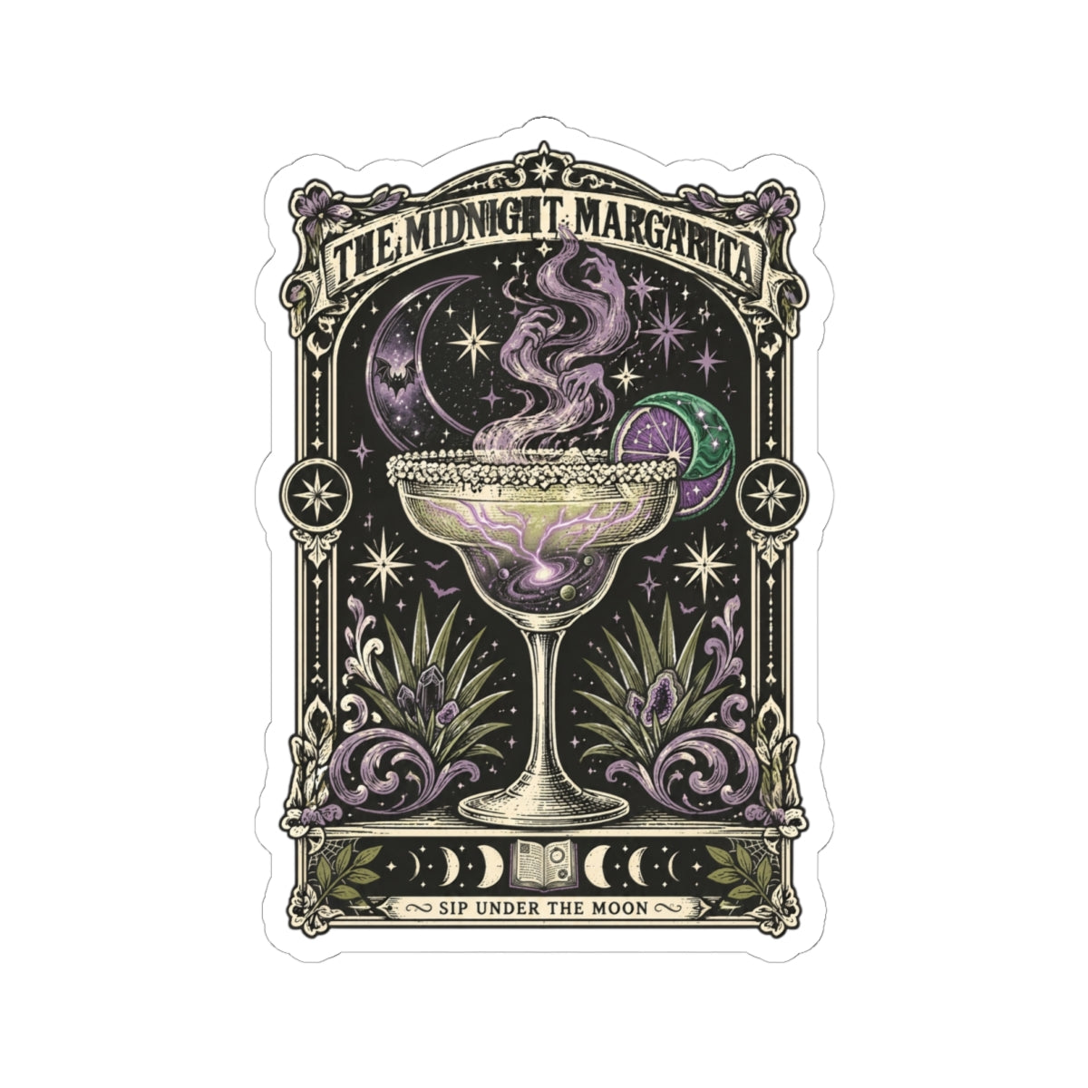 Midnight Margarita Sticker | Witchy Cocktail, Moonlit Aesthetic