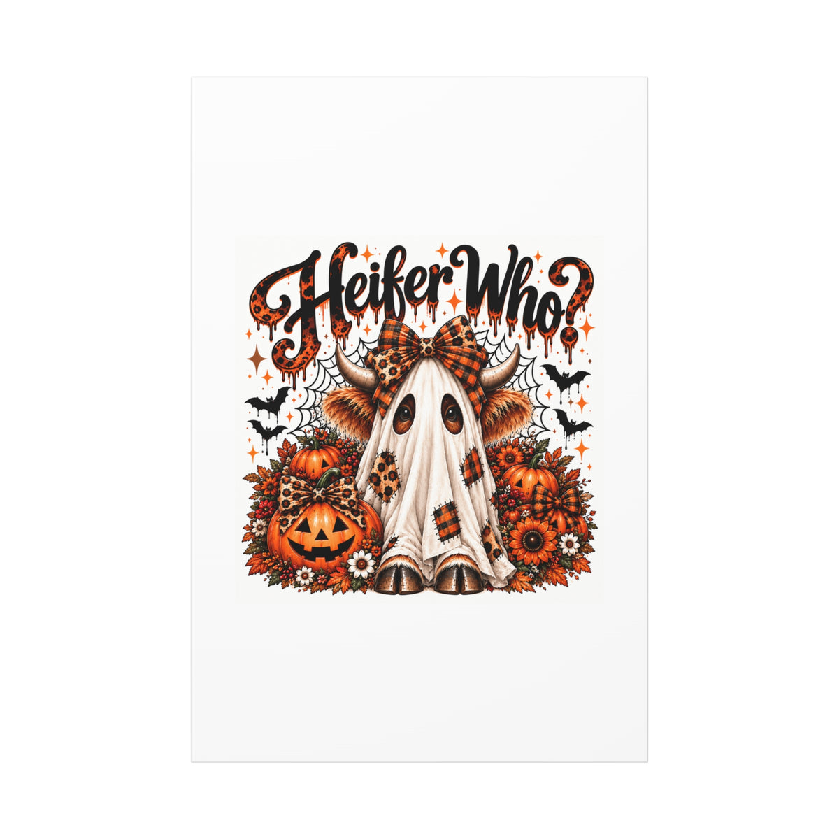 Halloween Highland Cow Ghost Matte Canvas