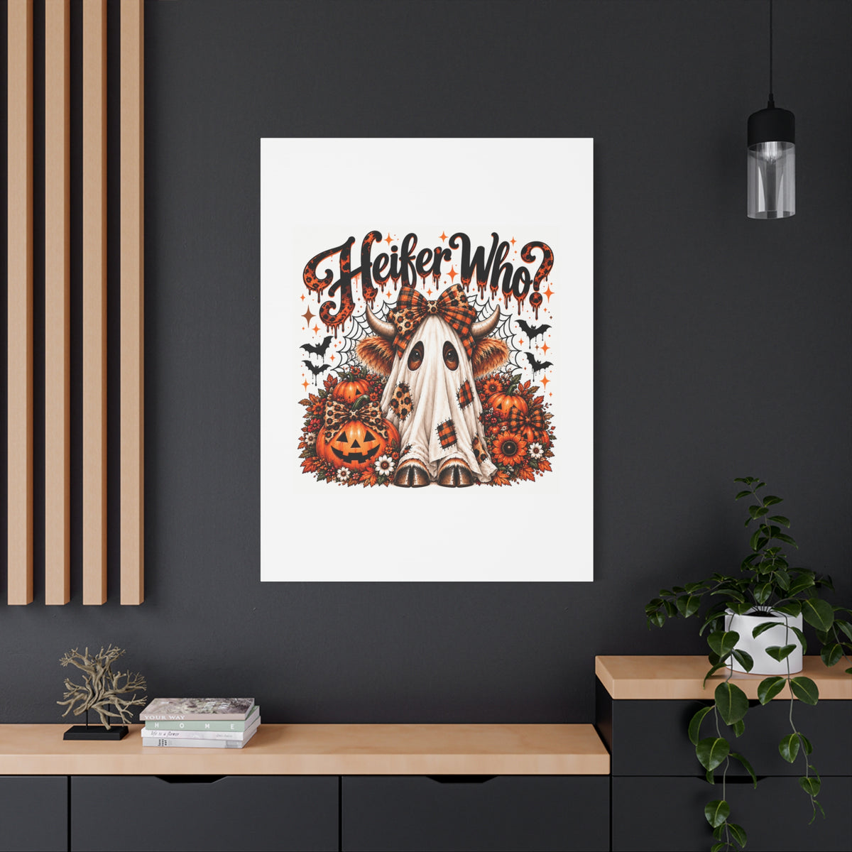 Halloween Highland Cow Ghost Matte Canvas