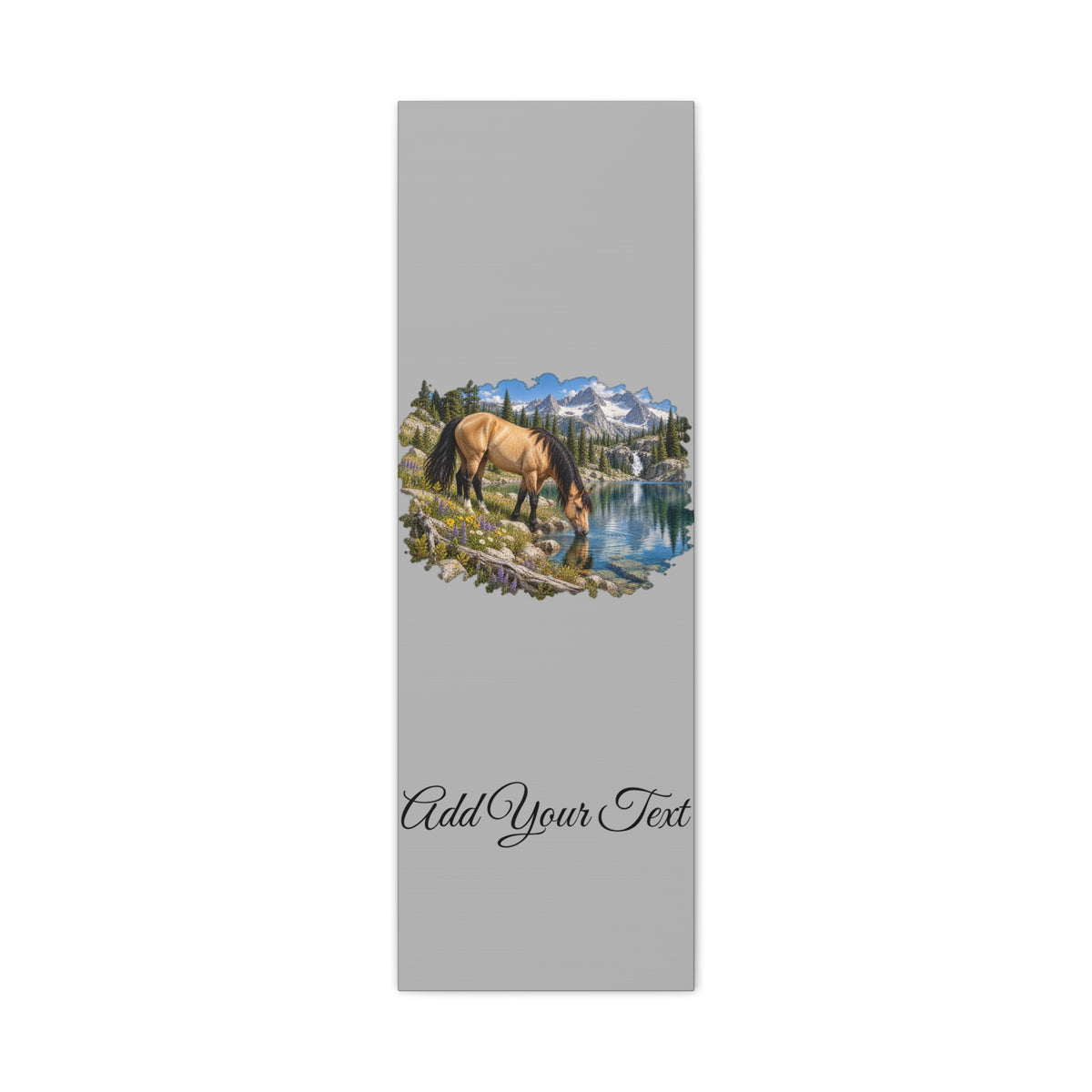 UKW Horse Collection - Personalized Canvas - Horse by Mountain Lake Canvas — Custom Text Stretched Matte Wall Art