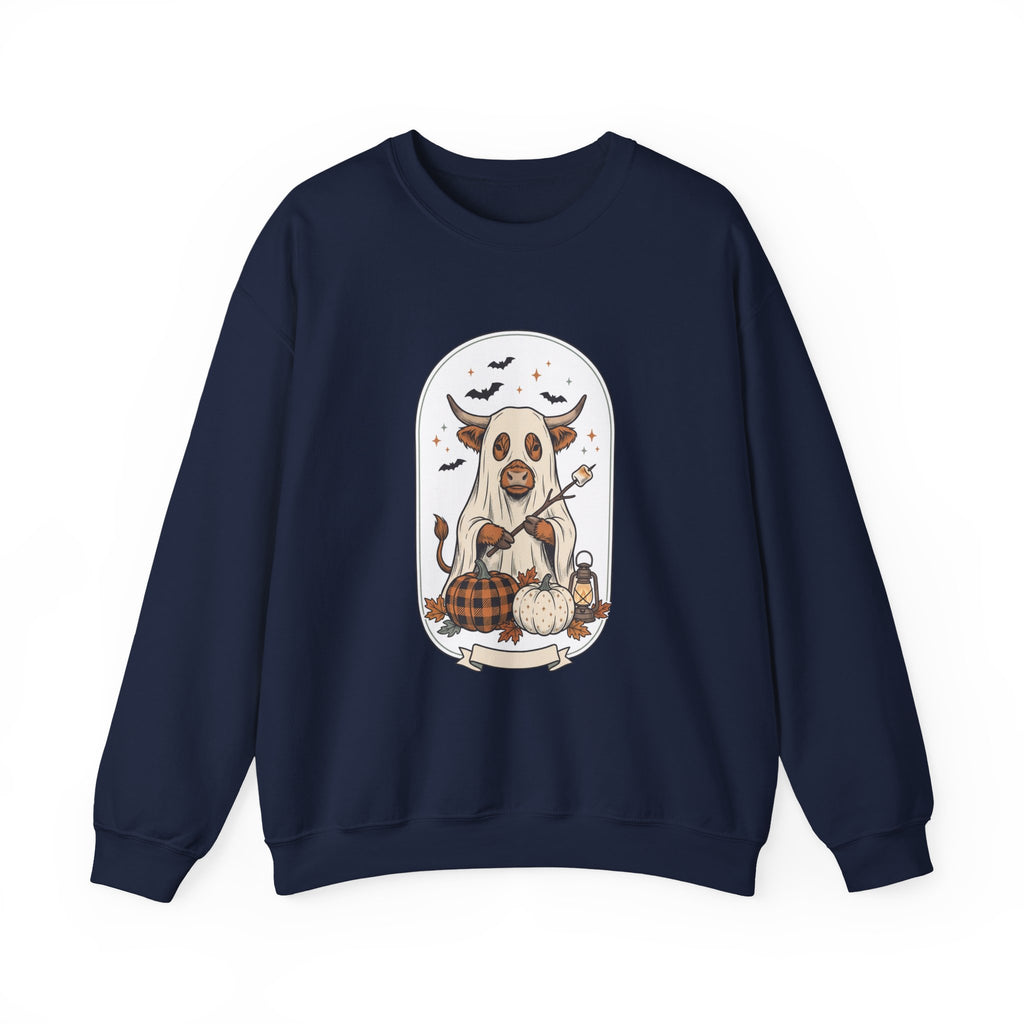 Spooky Cow Witch Illustration Sweatshirt | Halloween Animal Graphic