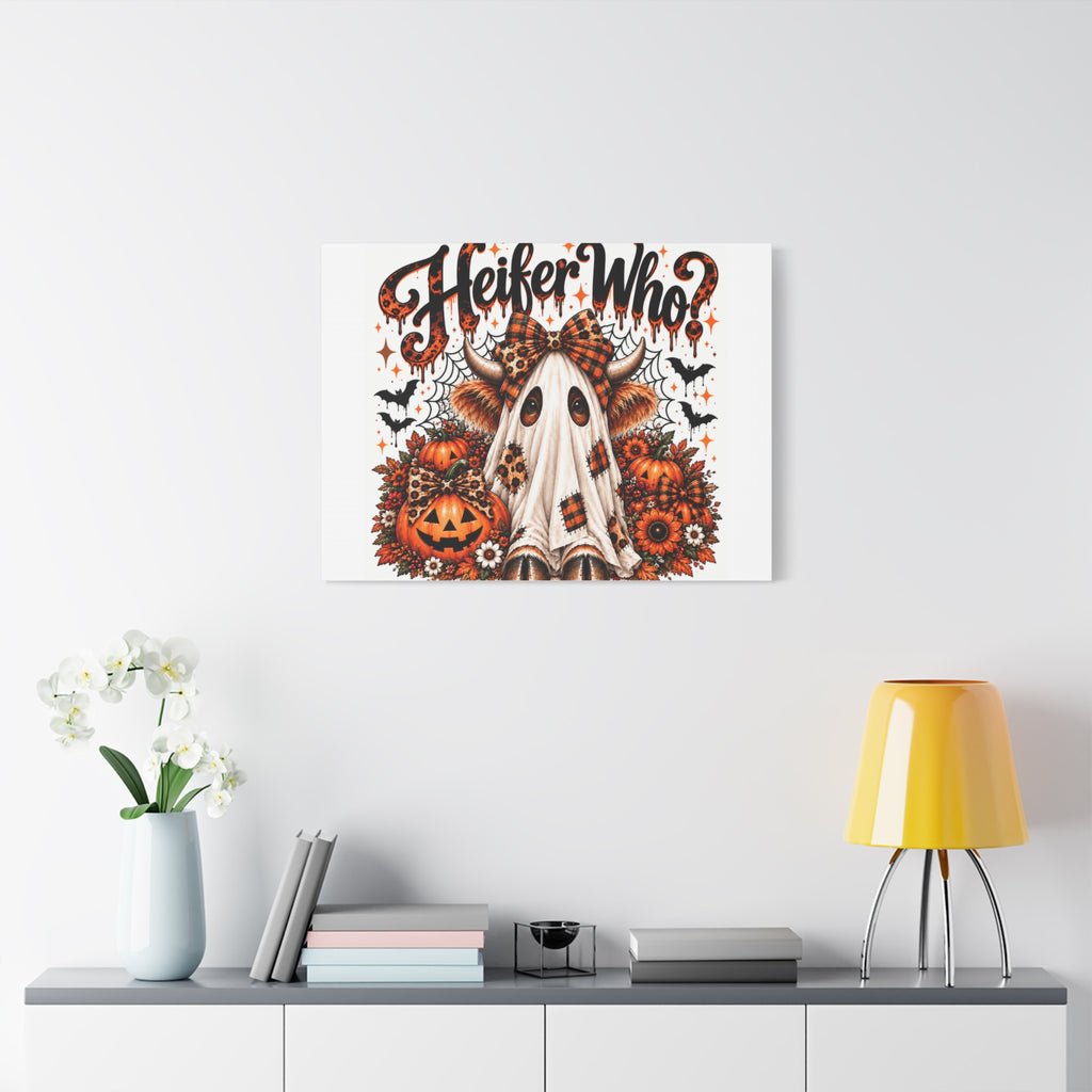 Halloween Highland Cow Ghost Matte Canvas