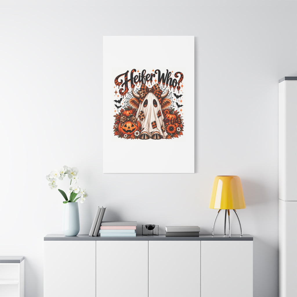 Halloween Highland Cow Ghost Matte Canvas