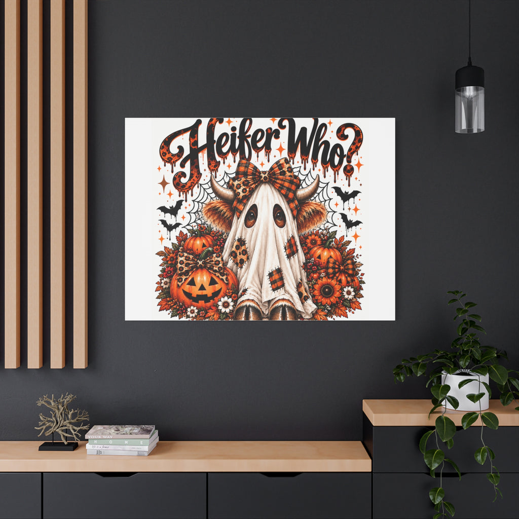 Halloween Highland Cow Ghost Matte Canvas