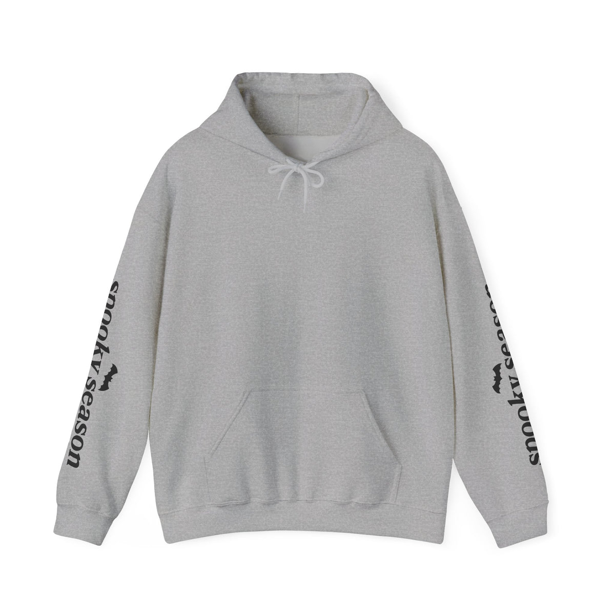 Spooky Season Ghosts Hoodie — Cute Halloween Pullover with Sleeve Text
