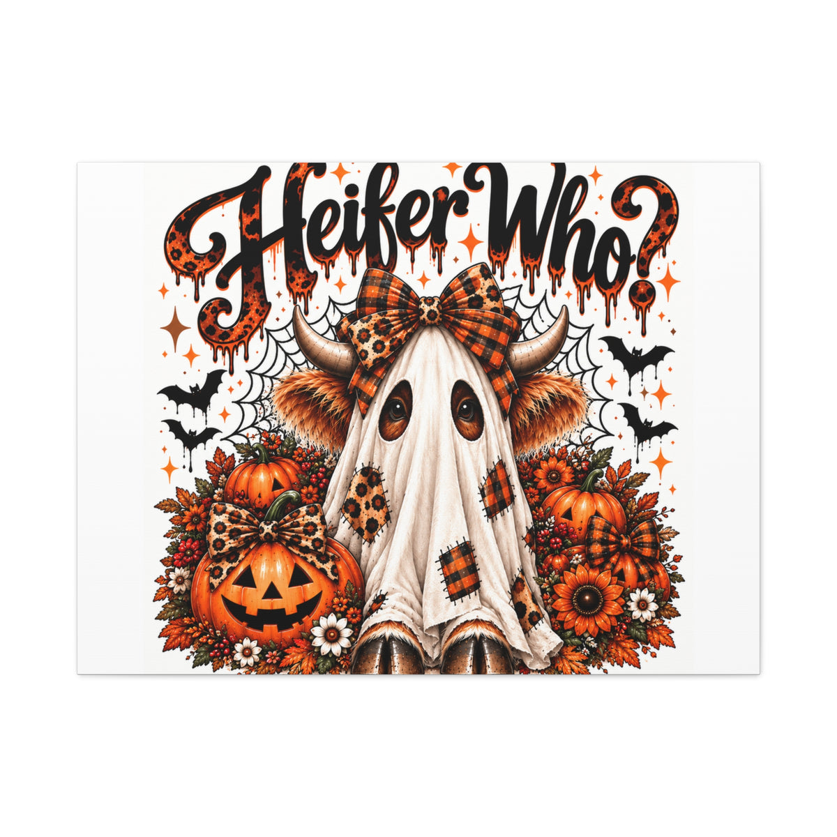Halloween Highland Cow Ghost Matte Canvas