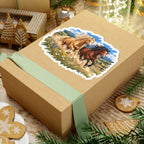 Running Horses Kiss-Cut Sticker — Wild Mustang Scene Sticker