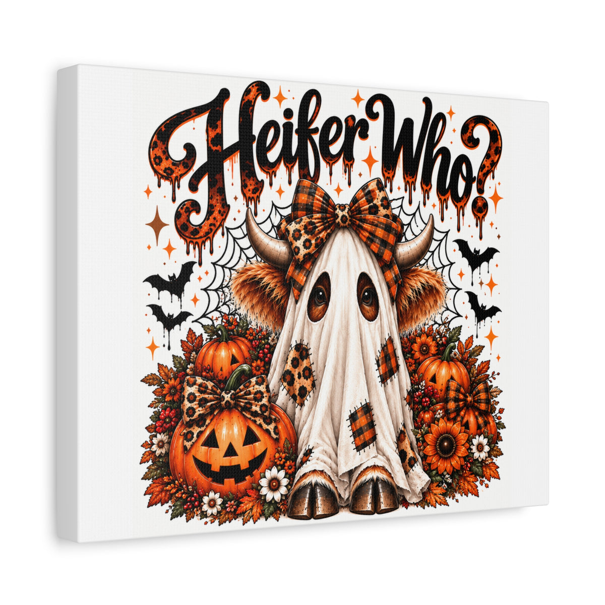 Halloween Highland Cow Ghost Matte Canvas