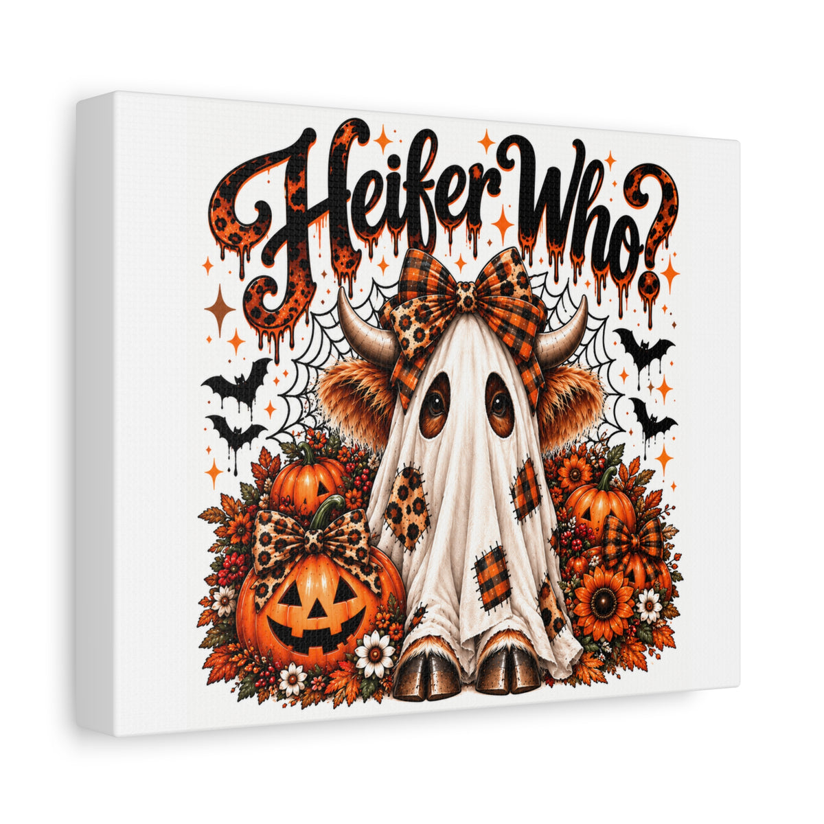 Halloween Highland Cow Ghost Matte Canvas
