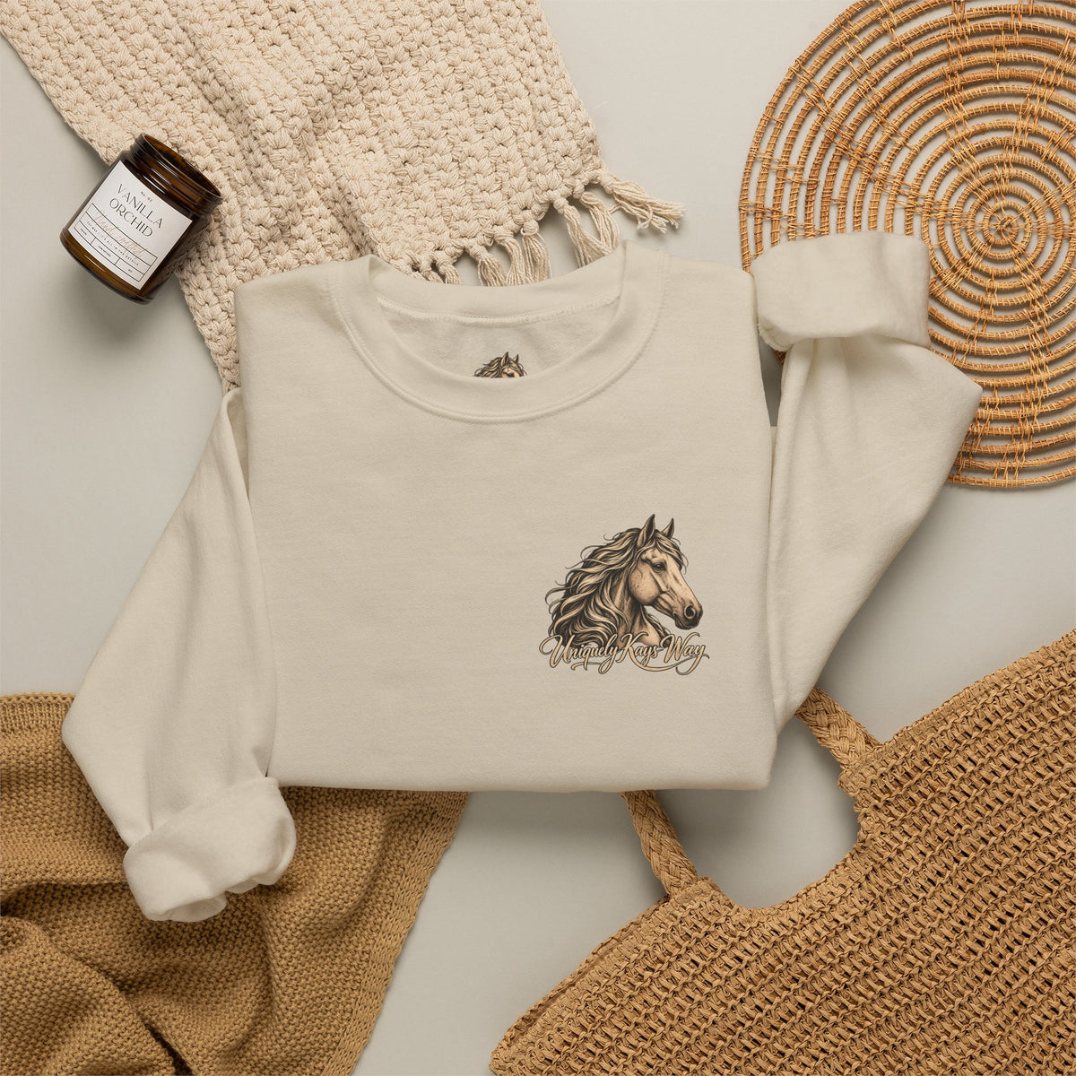 UKW Horse Collection - Palomino & Bay Sweatshirt - Equestrian Logo Crewneck