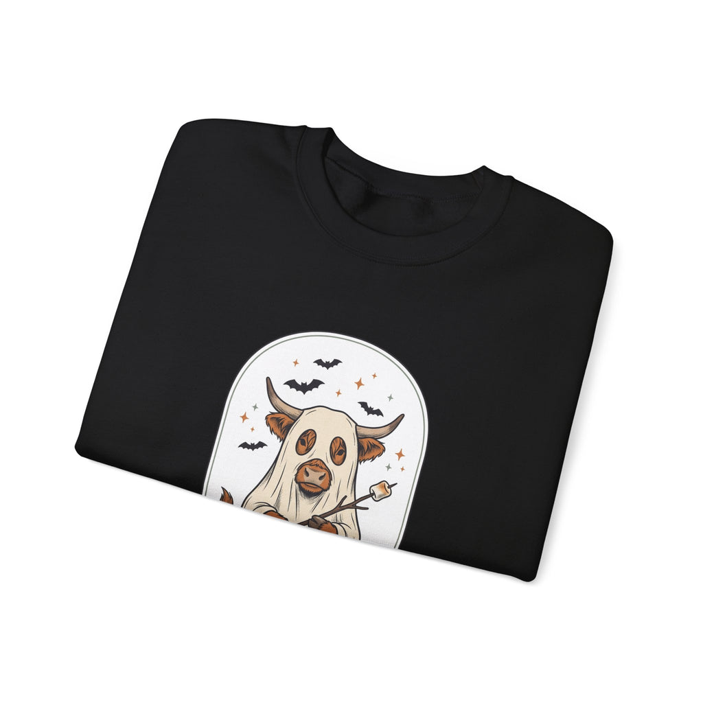 Spooky Cow Witch Illustration Sweatshirt | Halloween Animal Graphic