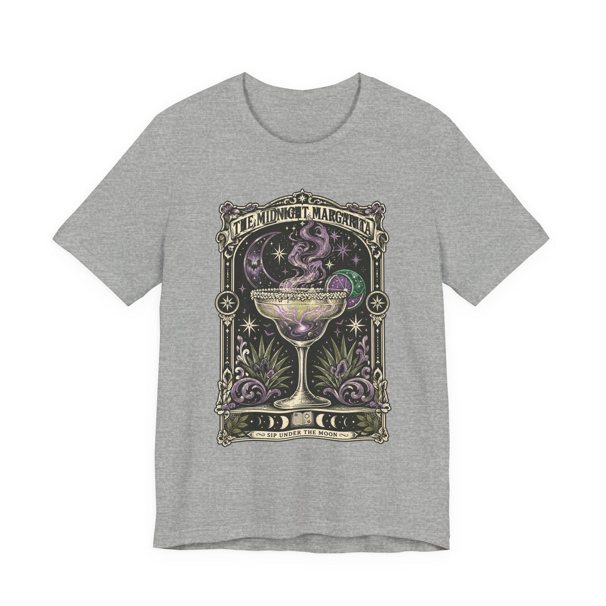 Midnight Margarita Illustration Tee | Vintage Cocktail Night, Moonlit Palms