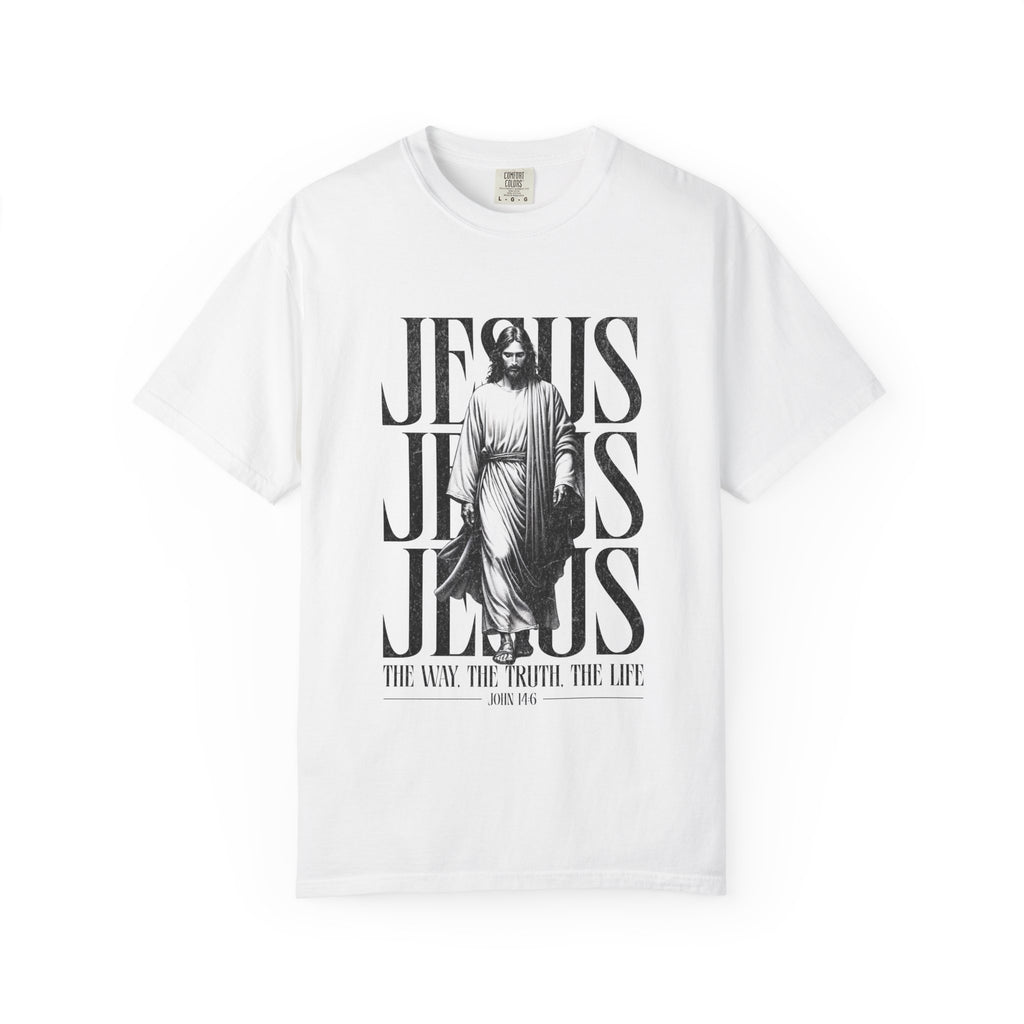 Jesus Typography Graphic T-Shirt — "The Way The Truth The Life" Christian Tee